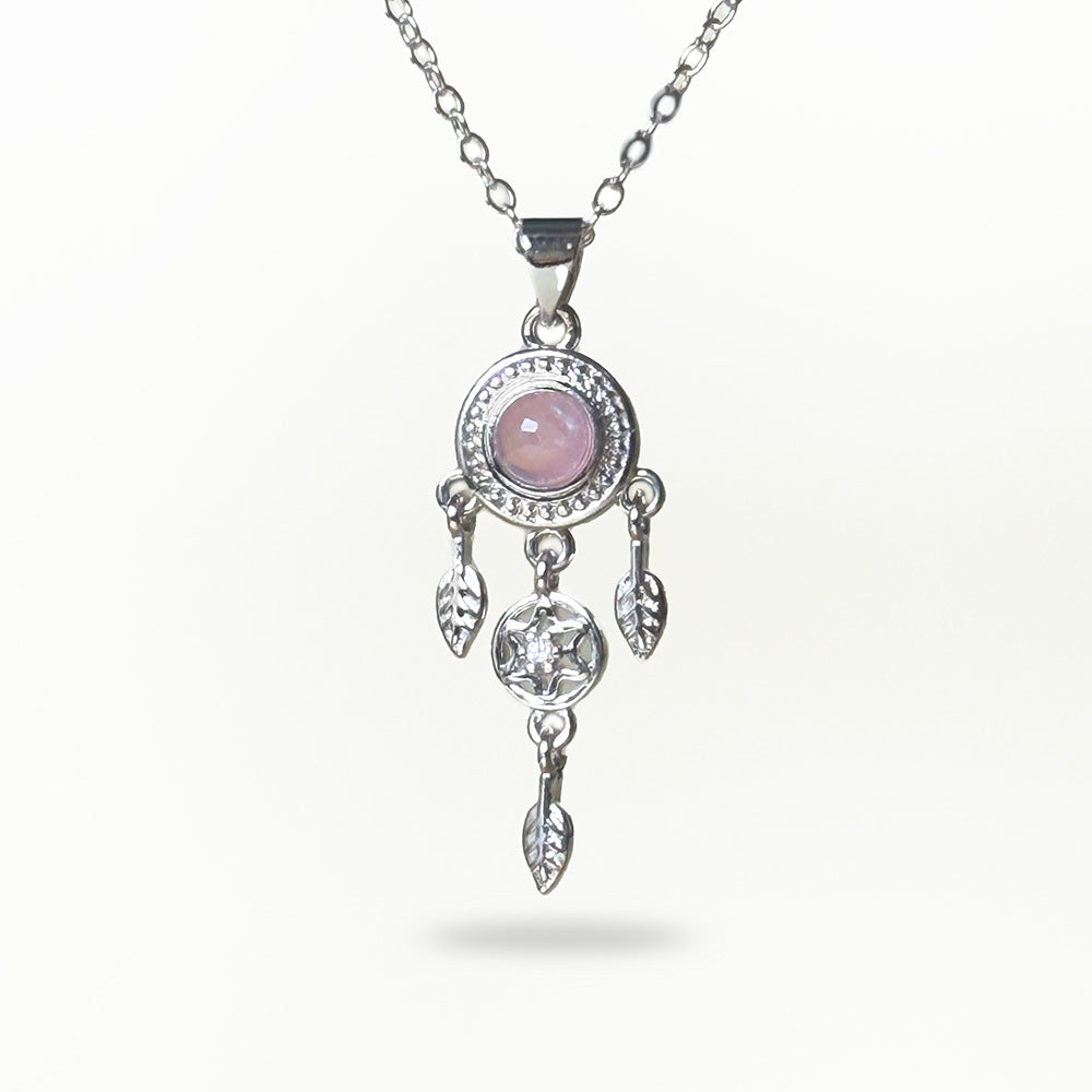 Rose Quartz Dream Catcher Pendant