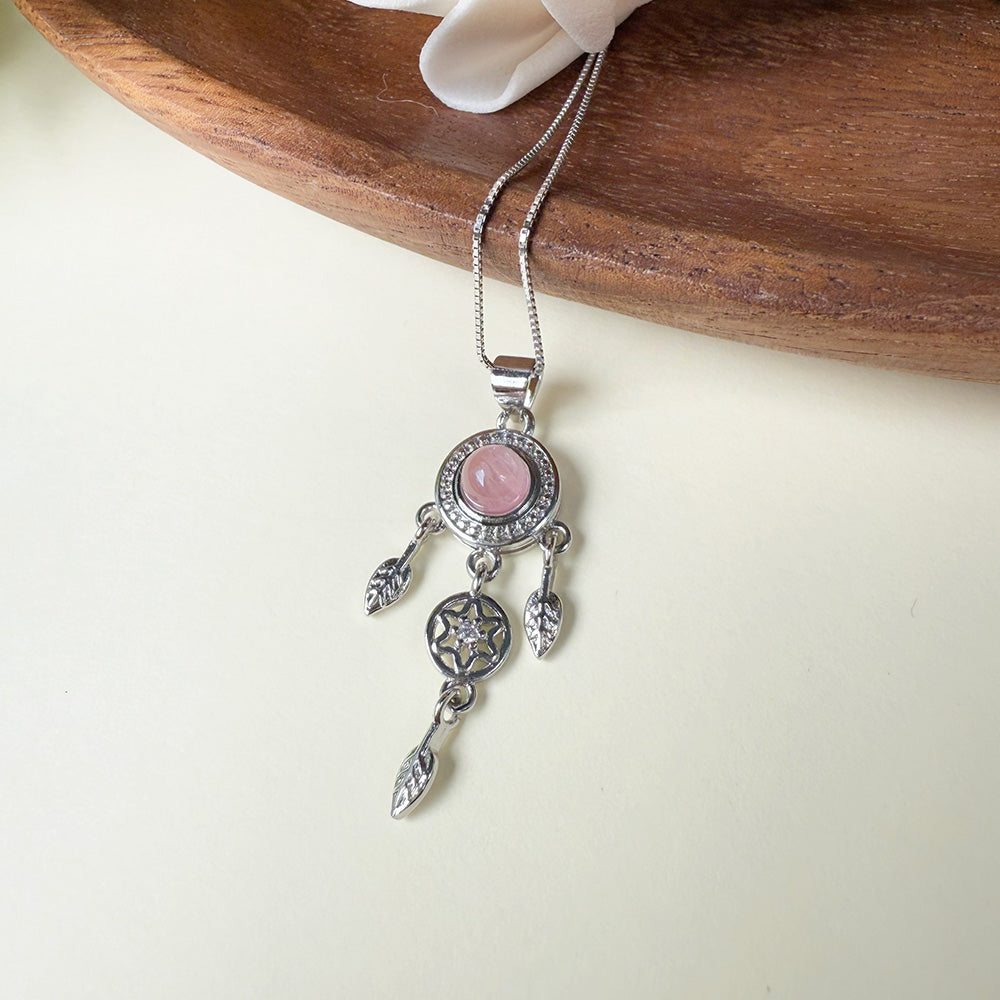 Rose Quartz Dream Catcher Pendant