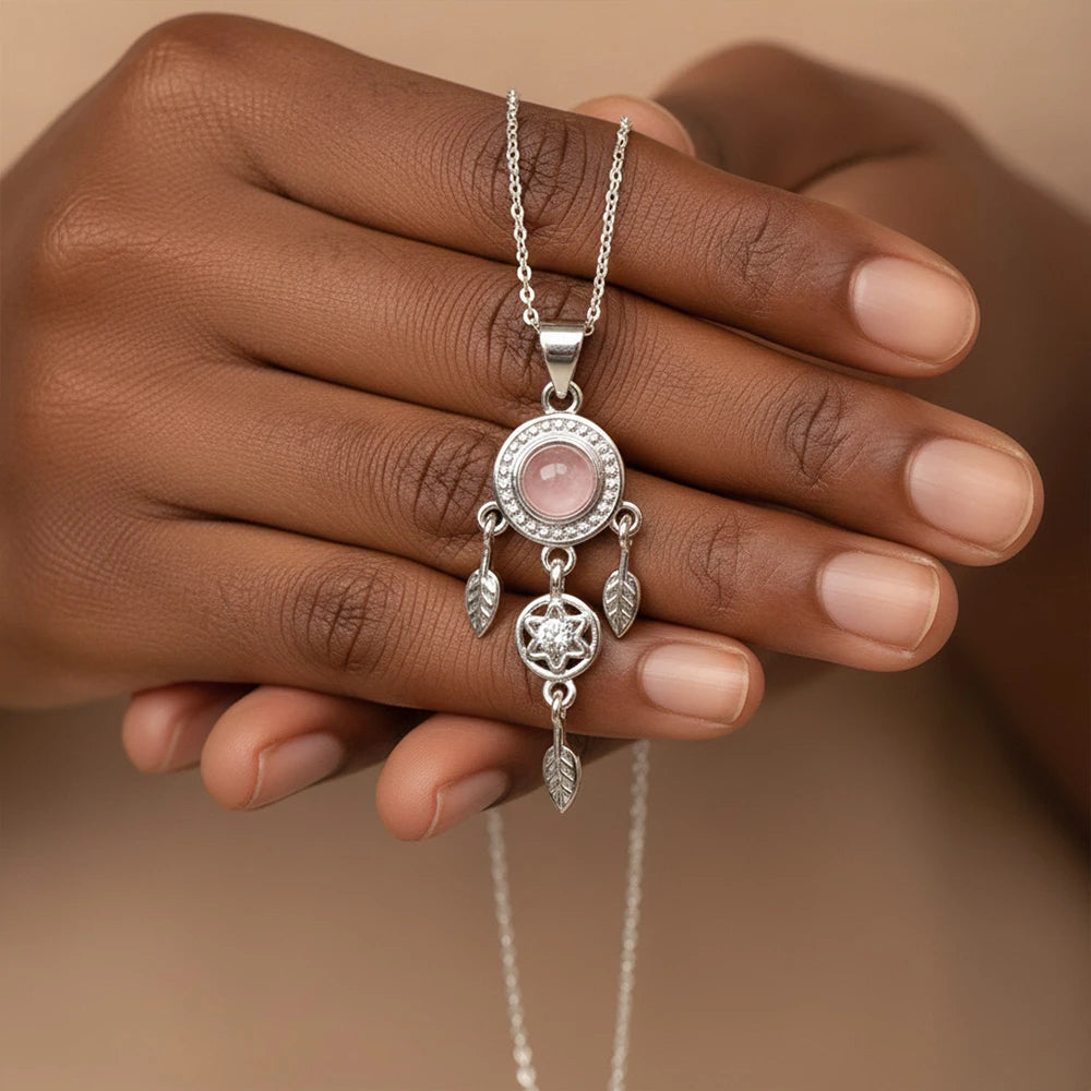 Rose Quartz Dream Catcher Pendant