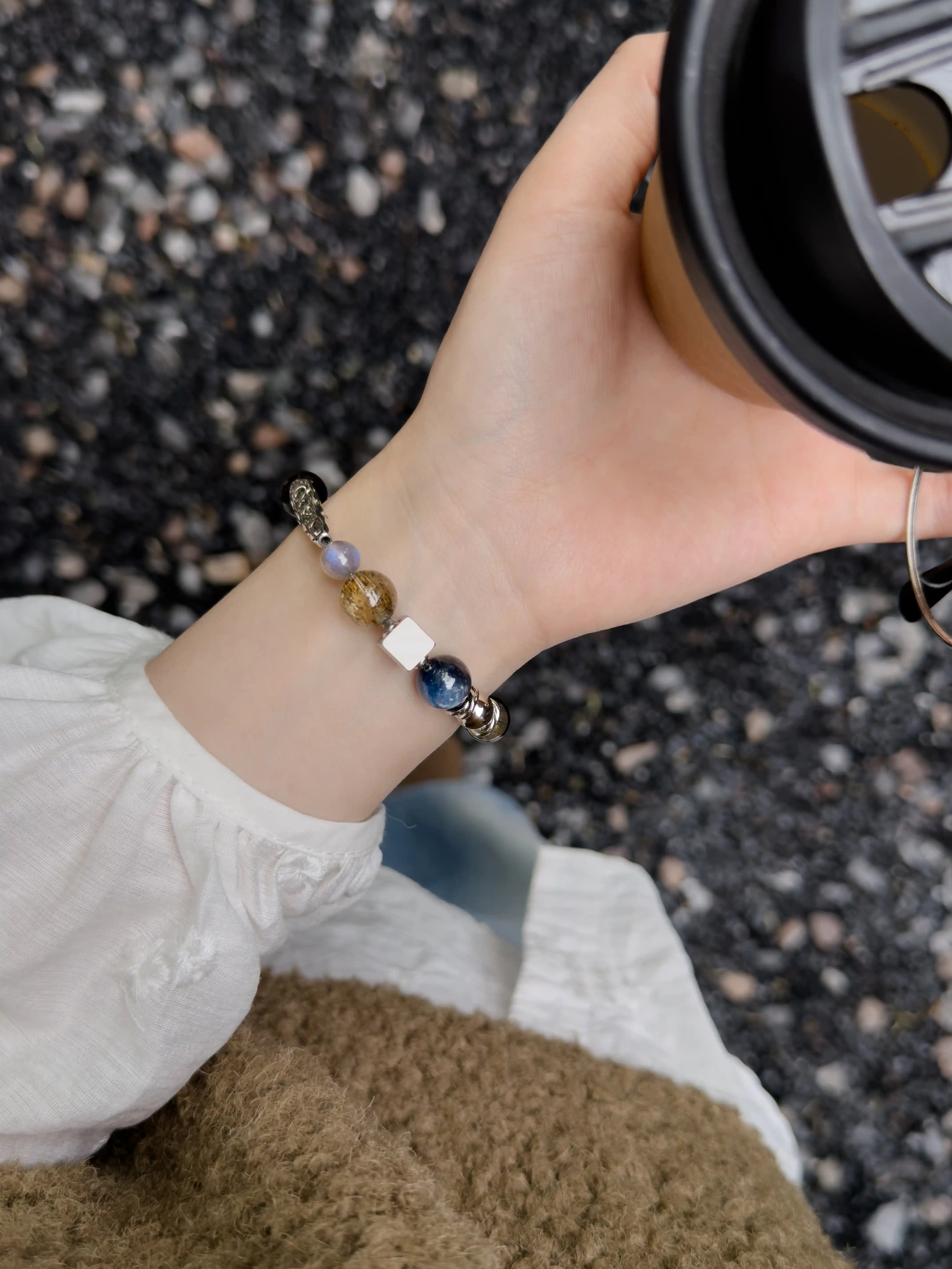 Calm Under Pressure | Black Obsidian · Labradorite · Green Rutilated Quartz Bracelet