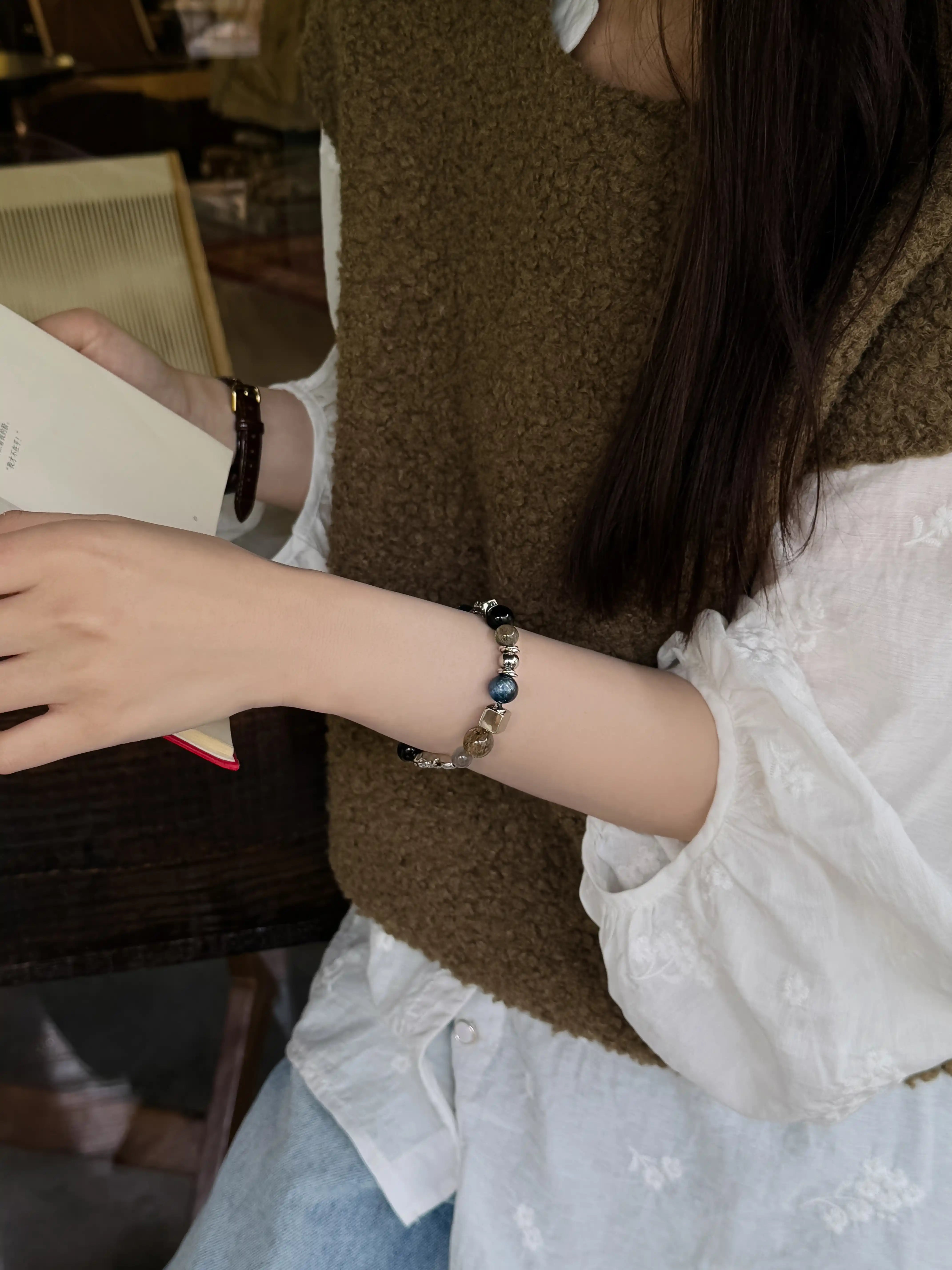 Calm Under Pressure | Black Obsidian · Labradorite · Green Rutilated Quartz Bracelet