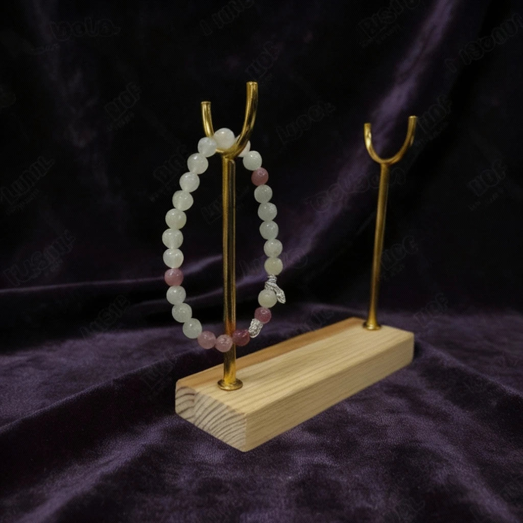 Harmony Shield - Prehnite & Strawberry Quartz Design