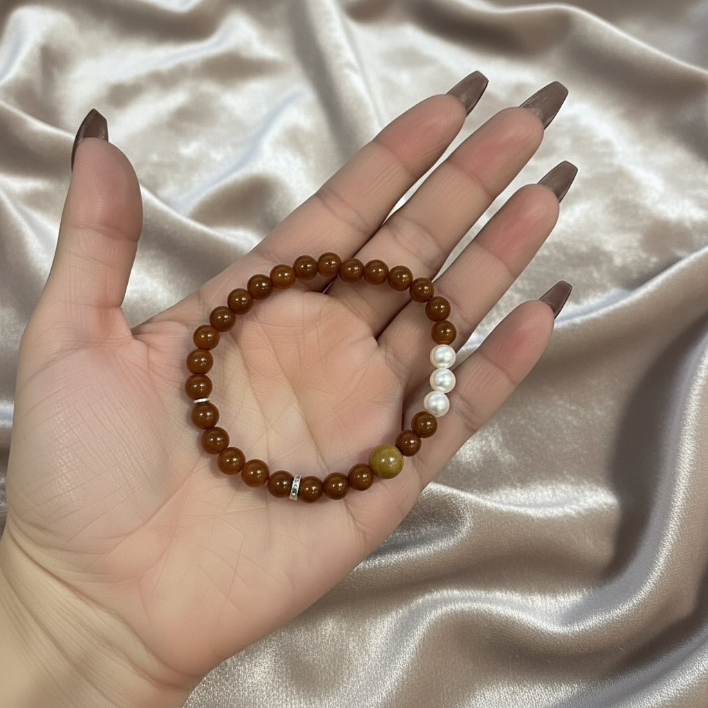 Vital Spark - Red Agate, Pearl & Tiger's Eye Design