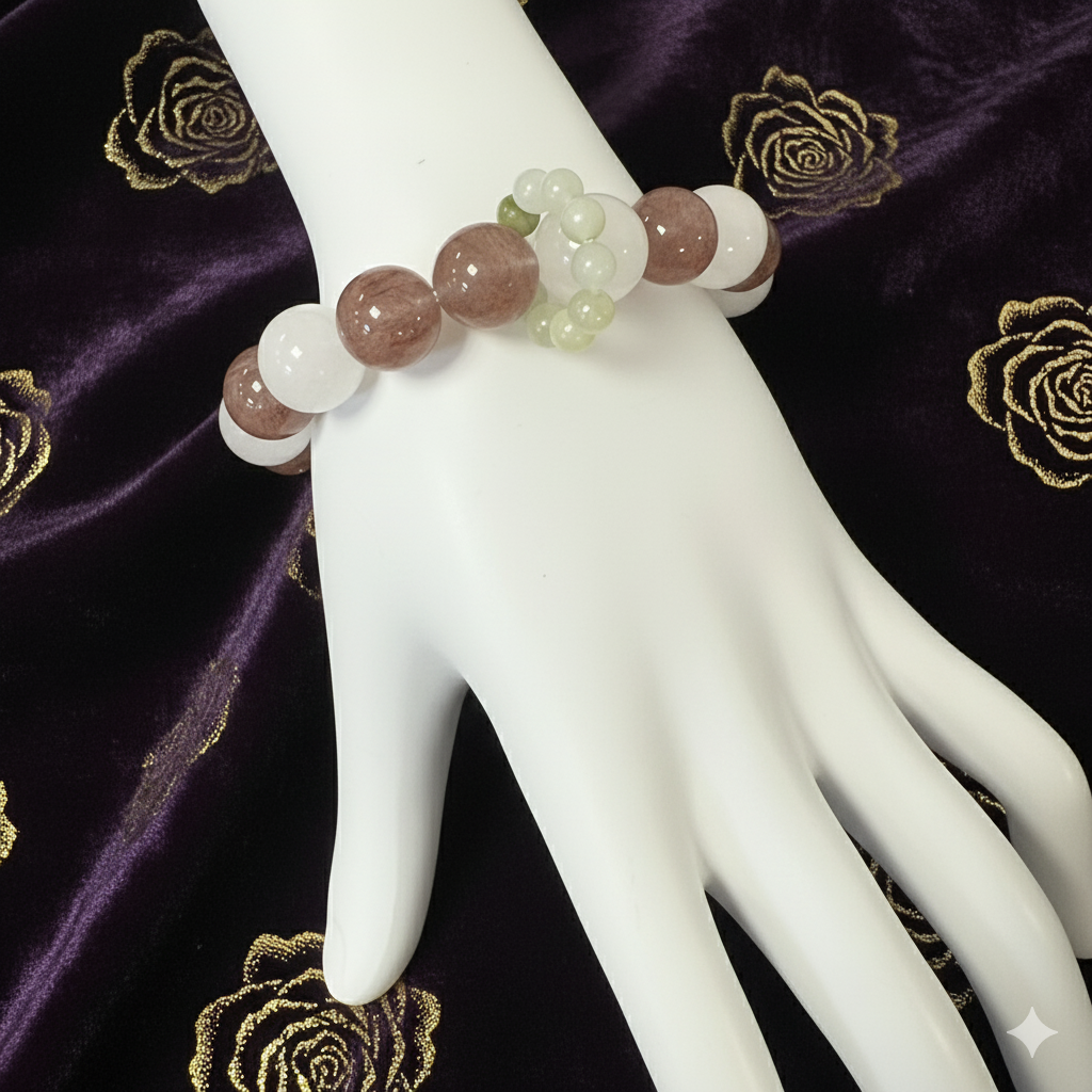 Harmony Bloom - Strawberry Quartz & White Phantom Quartz Design