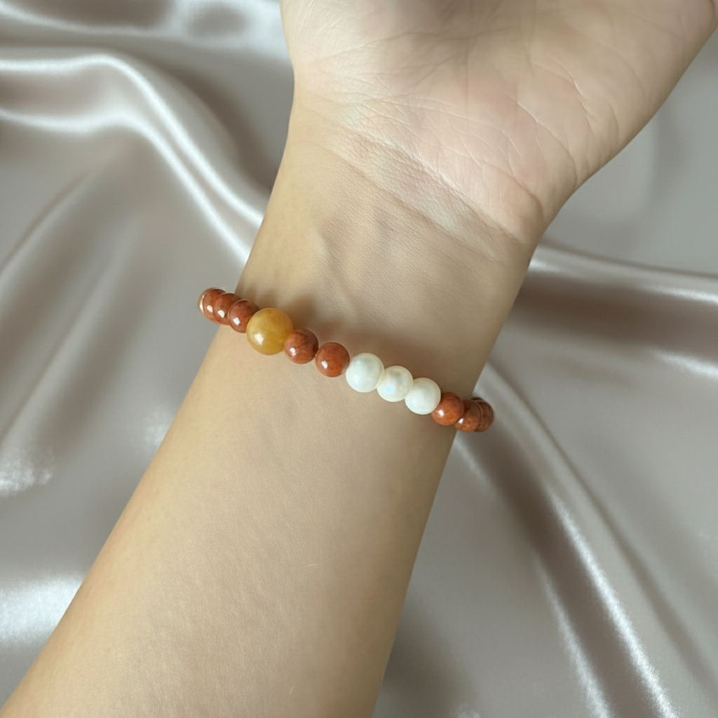Vital Spark - Red Agate, Pearl & Tiger's Eye Design
