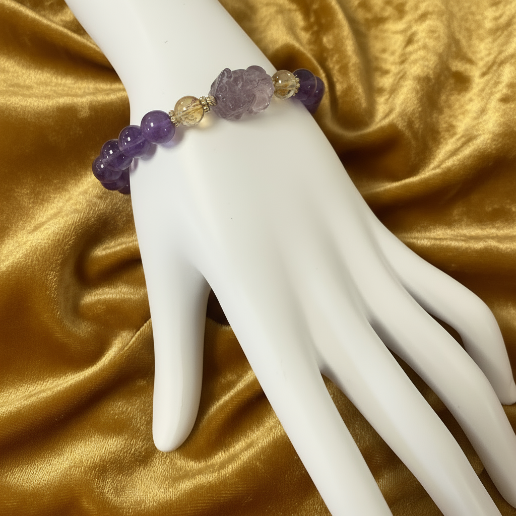 Pixiu Bracelet with Amethyst and Citrine