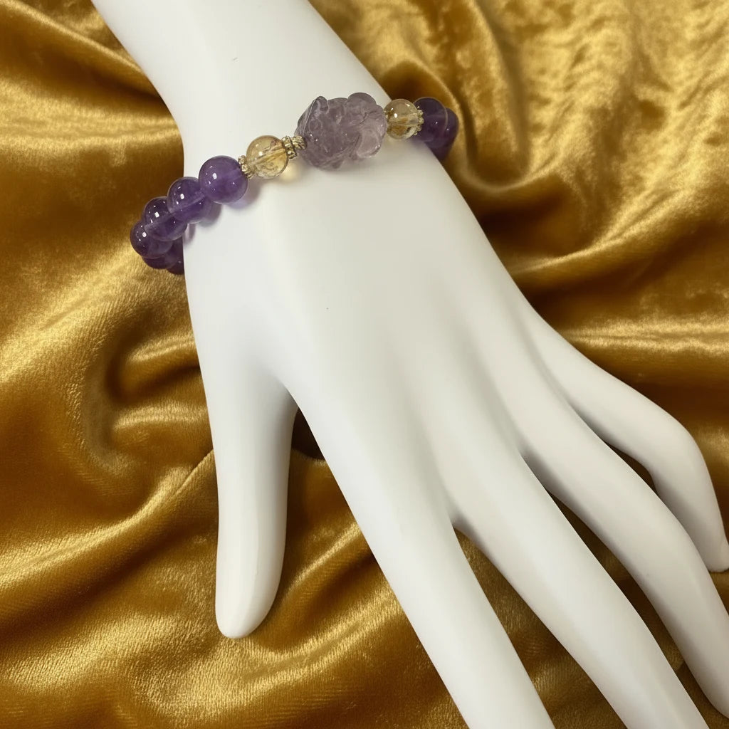 Pixiu Bracelet with Amethyst and Citrine