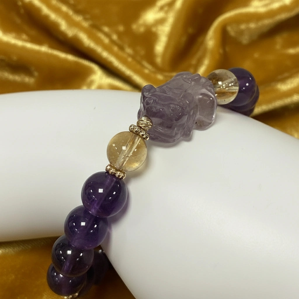 Pixiu Bracelet with Amethyst and Citrine