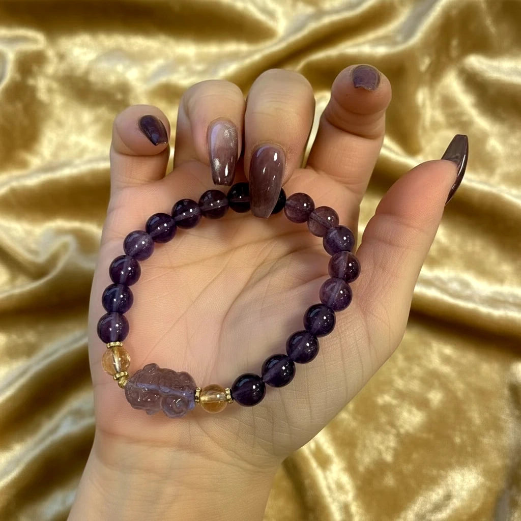 Pixiu Bracelet with Amethyst and Citrine