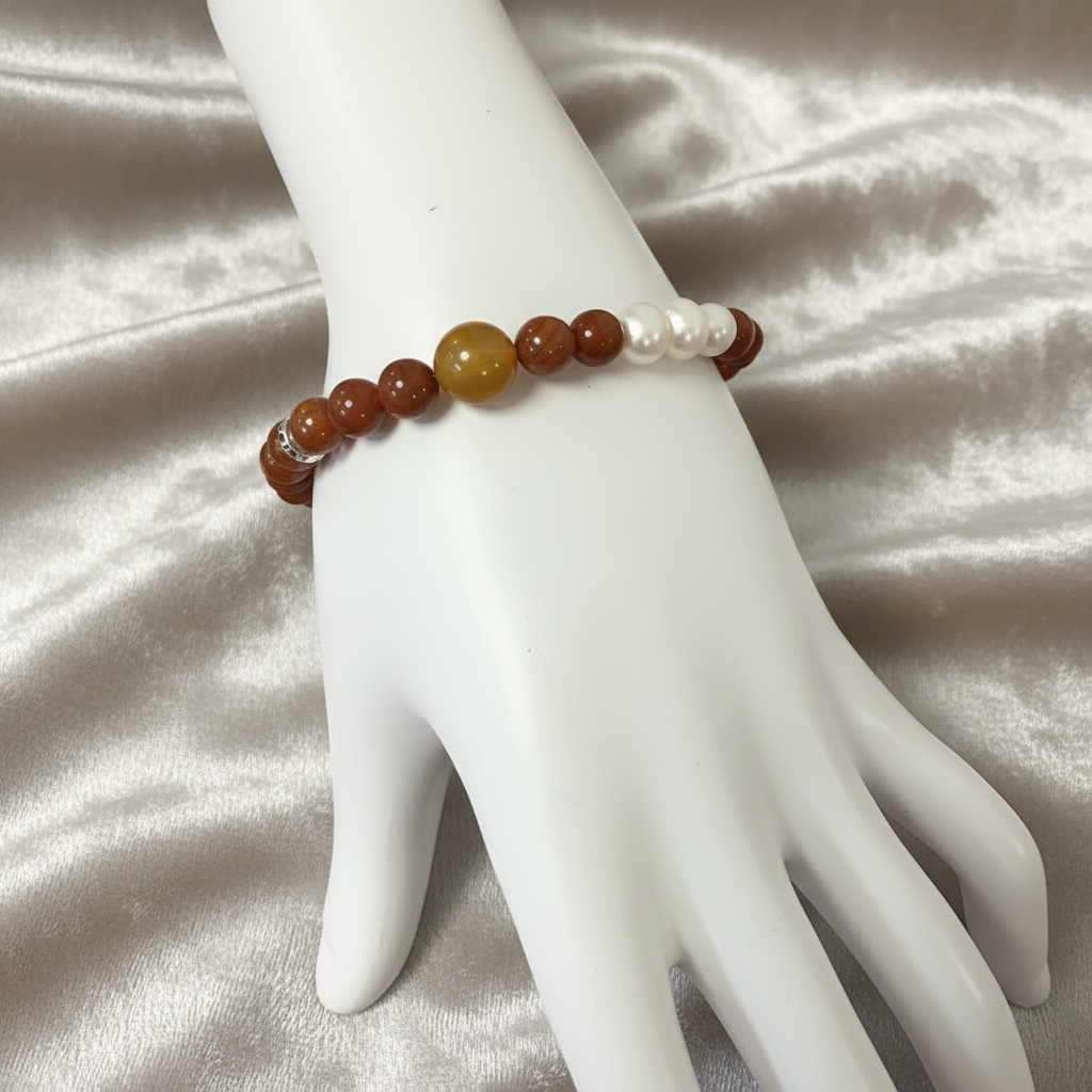 Vital Spark - Red Agate, Pearl & Tiger's Eye Design