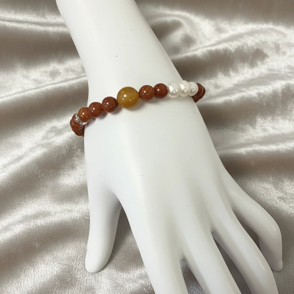 Vital Spark - Red Agate, Pearl & Tiger's Eye Design