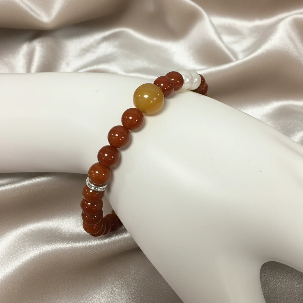 Vital Spark - Red Agate, Pearl & Tiger's Eye Design