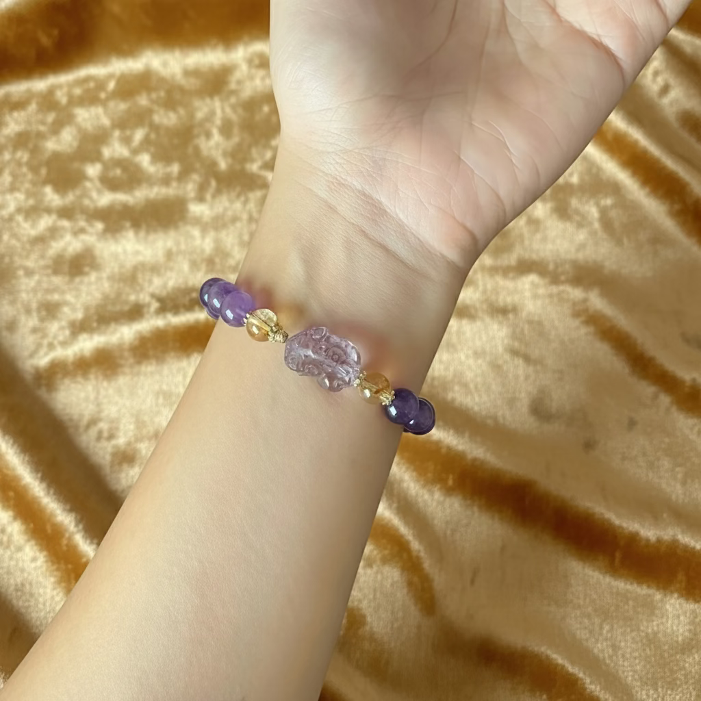 Pixiu Bracelet with Amethyst and Citrine