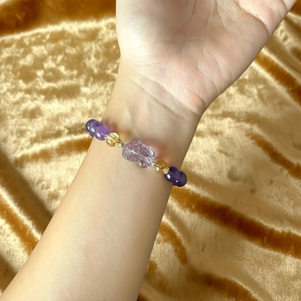 Pixiu Bracelet with Amethyst and Citrine