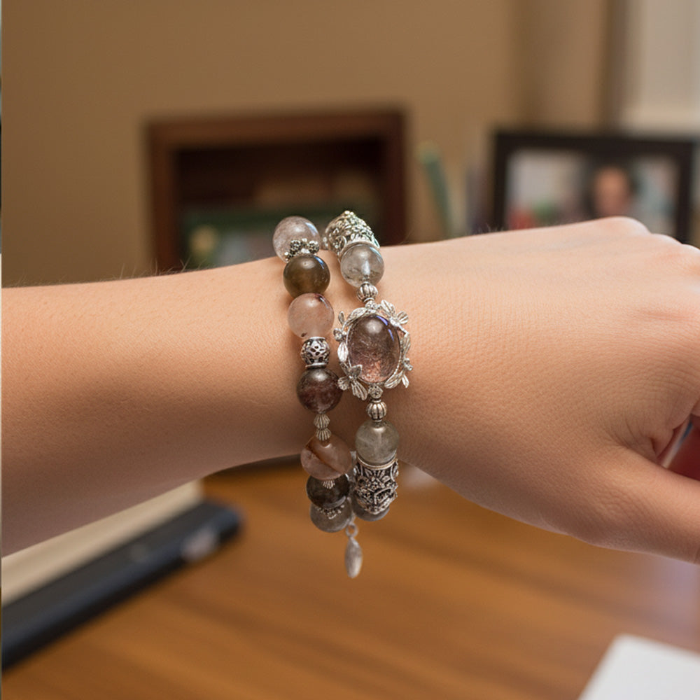 Inner Bloom - Phantom Quartz Double Wrap Bracelet